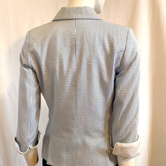 Pink Tartan Blue and White Seersucker Blazer  Jacket Size 2 EUC Summer c… - Picture 9 of 10